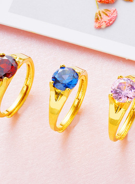 越南沙金锆石戒指 欧美戒指新款仿真钻戒 首饰爆款配饰