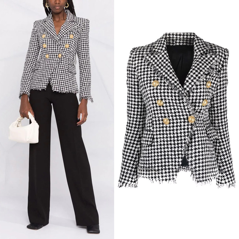 2025春秋新款千鸟格经典高腰阔腿喇叭裤休闲气质西装+长裤套装女,淘宝优惠券,粉丝福利购,淘宝优惠卷