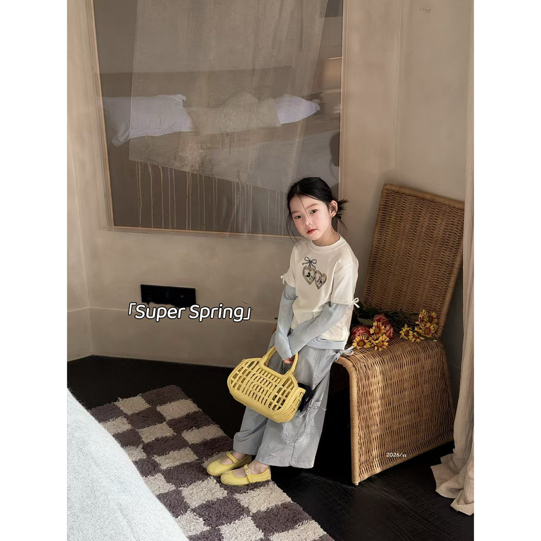 女童26春季新款韩版撞色长袖T恤上衣假两件拼接蝴蝶结套头打底t棉,淘宝优惠券,粉丝福利购,淘宝优惠卷