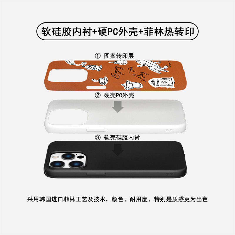 休闲时间咖啡元素iphone15手机壳适用苹果14小米13华为P70二合一mate60荣耀100菲林oppo防摔vivox90复古磨砂