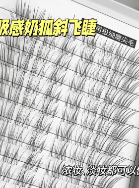 清冷破碎感~狐系斜飞假睫毛超细软自然仿真分段式眼睫毛2025新款