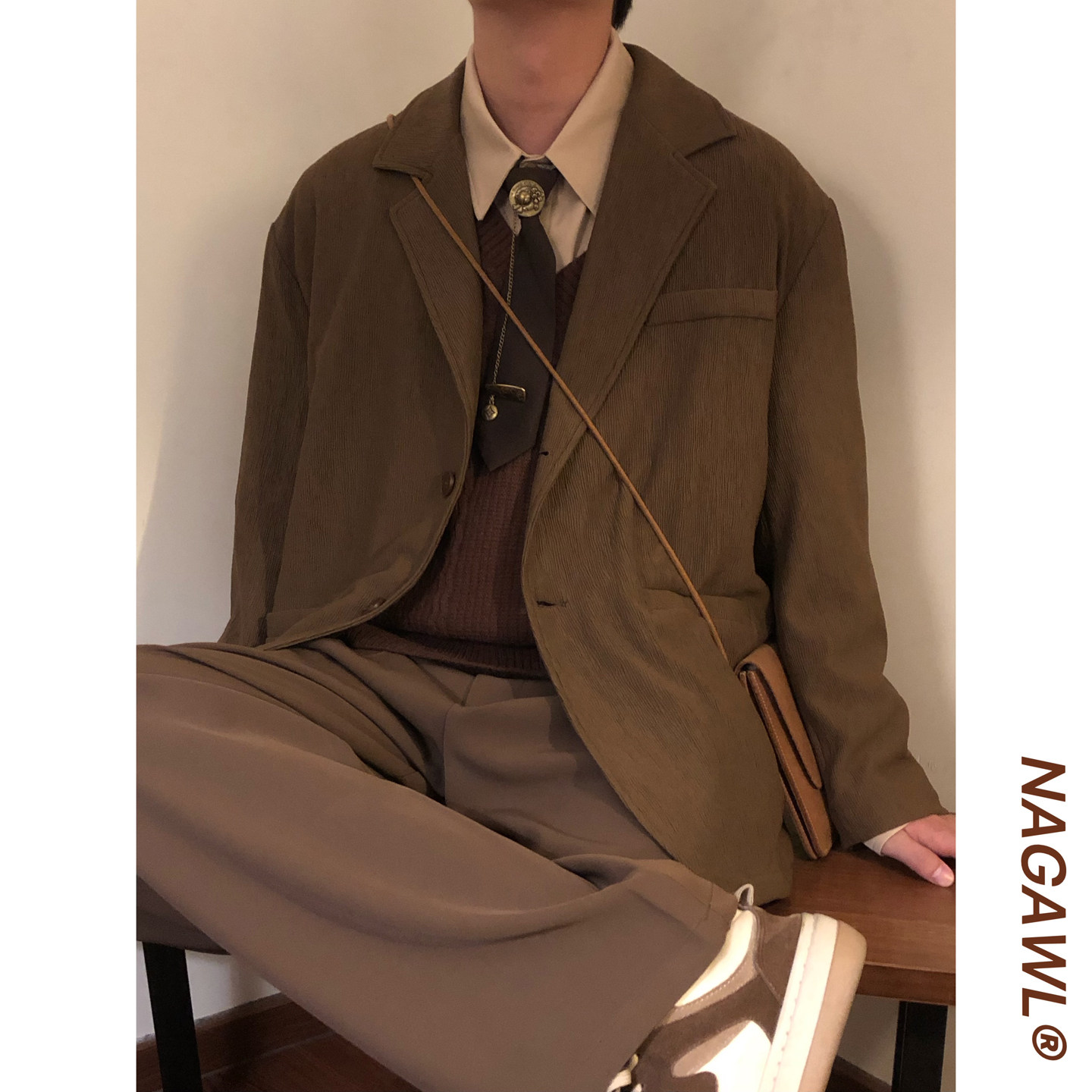 NAGAWL秋季美式复古潮牌高街痞帅宽松休闲百搭西装开衫西服外套男,淘宝优惠券,粉丝福利购,淘宝优惠卷