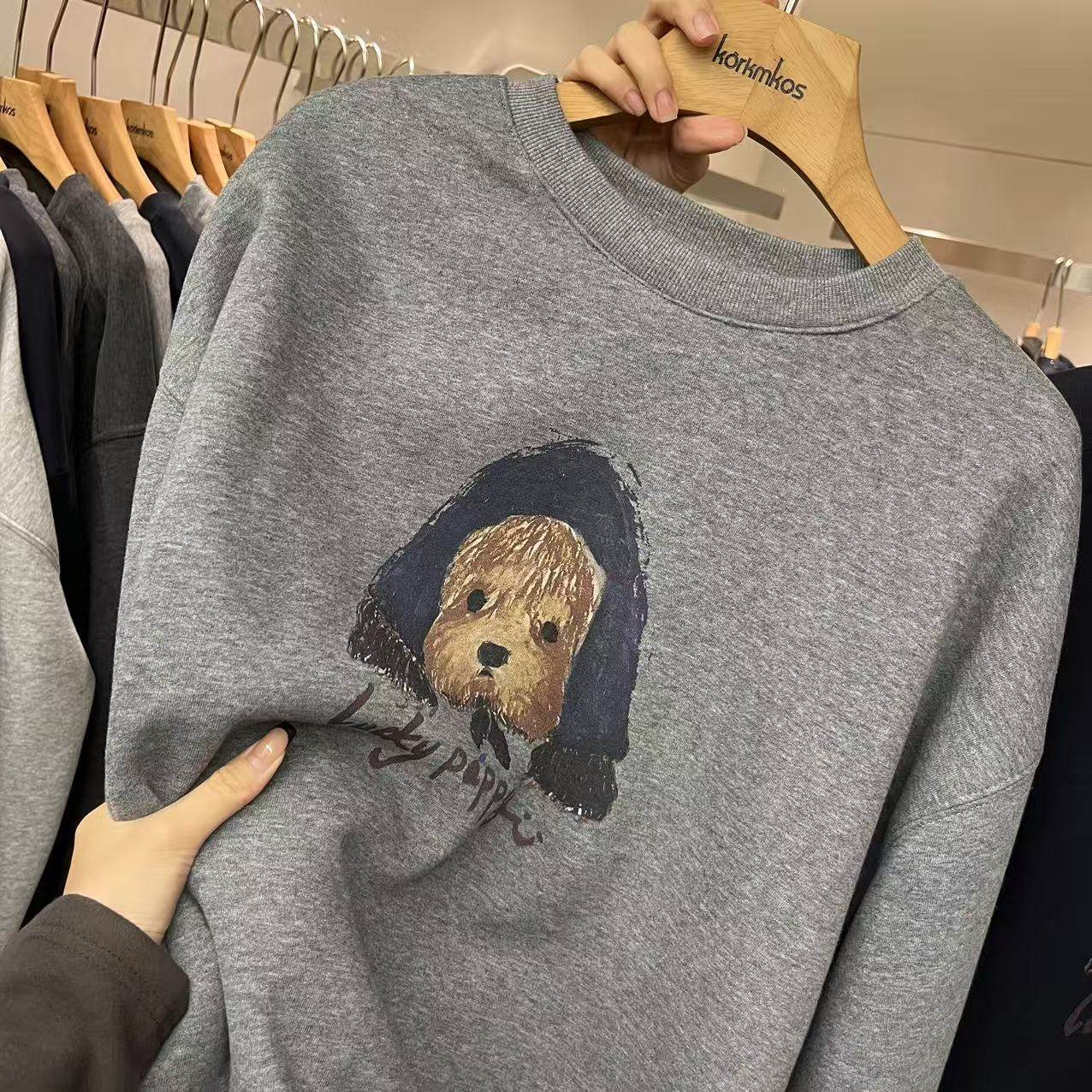 HANMIGAO 圆领卡通图案宽松套头加绒卫衣打底衫,淘宝优惠券,粉丝福利购,淘宝优惠卷