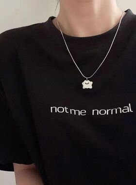 甜酷小怪兽笑脸项链女轻奢ins潮嘻哈设计小众锁骨链百搭简约颈链