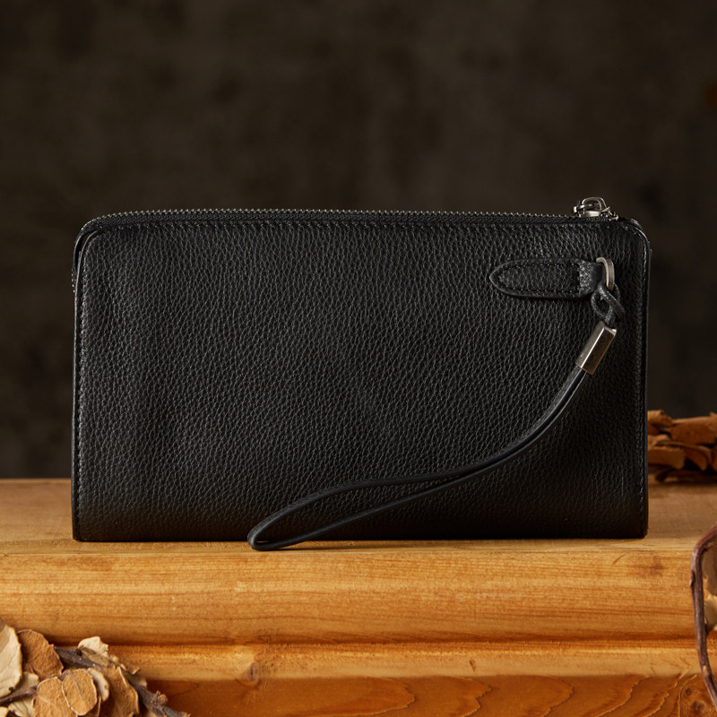 手工牛皮男士手拿包休闲商务真皮长款钱包头层牛皮时尚潮流手机包,淘宝优惠券,粉丝福利购,淘宝优惠卷