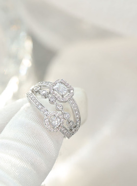 女锆石欧美简约戒指镶钻闪亮开口