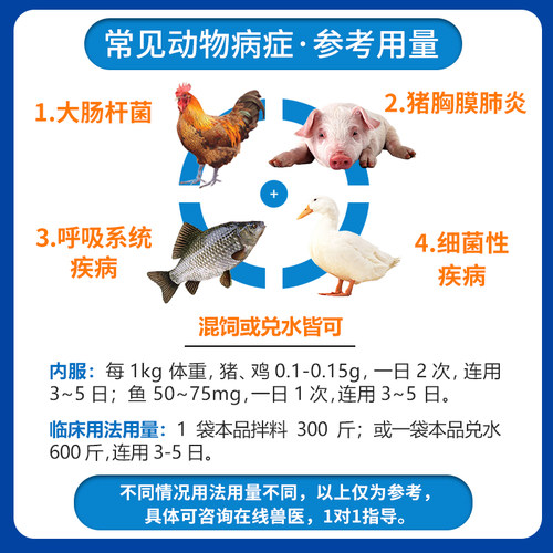 氟苯尼考粉兽用可溶性呼吸道鸡药鸭鹅猪多西环素乌龟水产正品兽药 - 图1