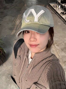 韩系水洗字母刺绣棒球帽男女通用可调节鸭舌帽四季遮阳帽
