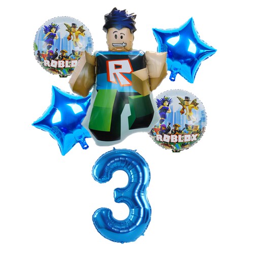roblox机器人铝膜气球儿童男孩生日派对装饰罗布乐思数字星星气球 - 图2