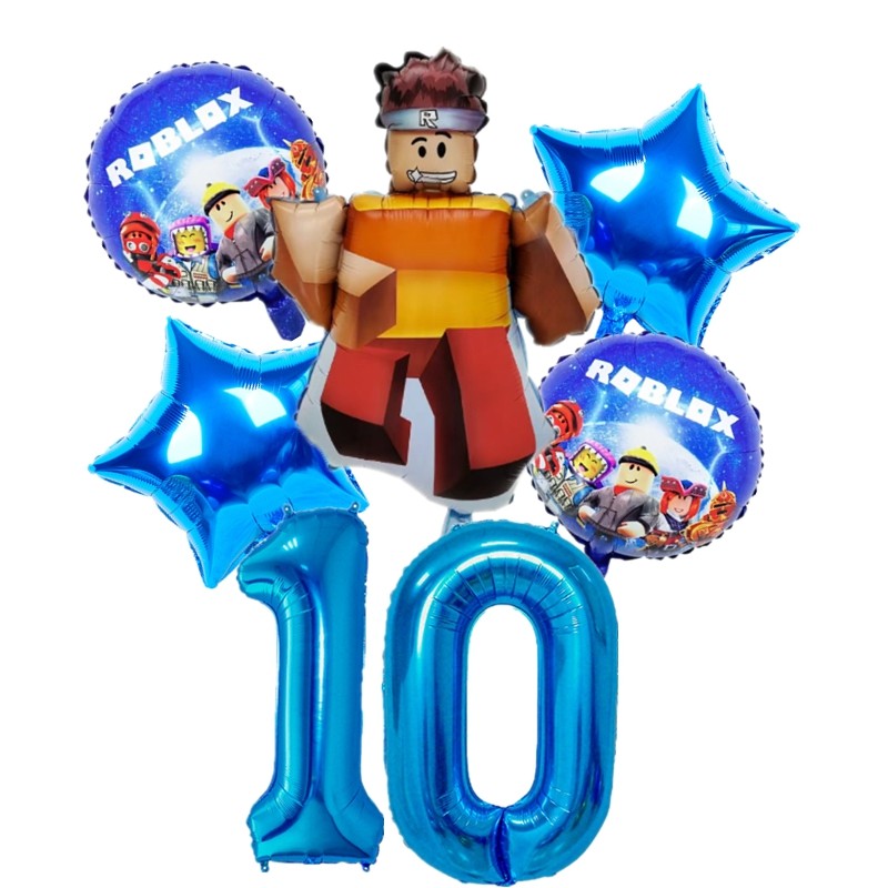 Roblox罗布乐思主题卡通铝膜气球男孩10周岁生日布置蓝色数字汽球 - 图3