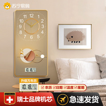 Suning Easy Purchase Fashion Watch Restaurant Decoration Painting Clock Living Room Sofa Background Wall Free of punch hanging clock 2129
