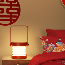 Wedding Changming lamp accompanied by red table lamp a pair of festive bed headlights New wedding room Bedroom Romantic Ambience Light 383