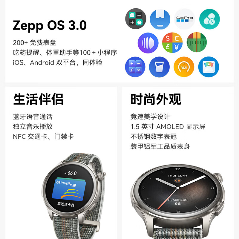 【顺丰速发】Amazfit跃我华米balance智能手表 GPS定位运动健康血氧血压心率睡眠监测蓝牙通话长续航腕表105-图0