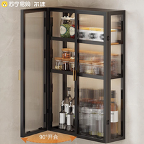 1434 kitchen shelve wall-mounted multilayer with door dust-proof containing cabinet multifunction seasoning goods cabinet locker