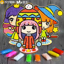 Teng Hyun Snowflake Clay Painting Children Handmade Diy Material Sand Painting Clay Wooden Board Painting 34567 Year Old Girl Painted 1563