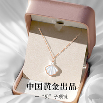 (Chinese gold) Treasurine silver shells 18k gold color gold necklace women 2023 new Christmas gifts 1693