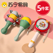 Baby toy hand rocking bell newborn son 0 to 3 months 6 baby gripping training sandhammer dialing wave drum 2270