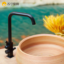 Total Copper Outdoor tap Anti-freezing Rift Courtyard Single Cold Wash Basin Stone Basin Garden Outdoor Black Tap 2319