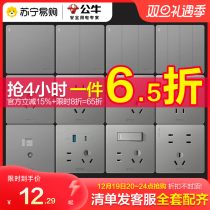231 bull switch socket panel One 23-four open single-link single control double control duplex multi-control usb five-hole switch