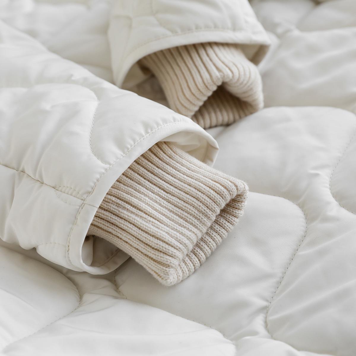 欧柜1.5K！叠穿假两件 轻量保暖葫芦绗缝连帽菱格棉服女秋G101808 - 图1