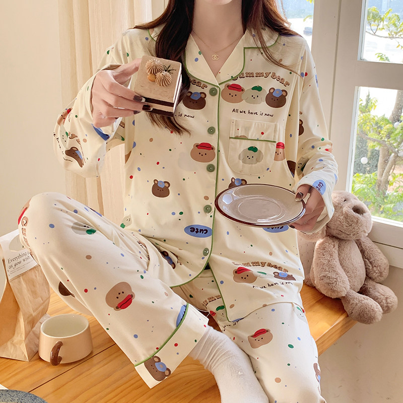 三只小熊月子服夏季薄款产后孕妇睡衣带胸垫春秋纯棉哺乳产妇喂奶,淘宝优惠券,粉丝福利购,淘宝优惠卷