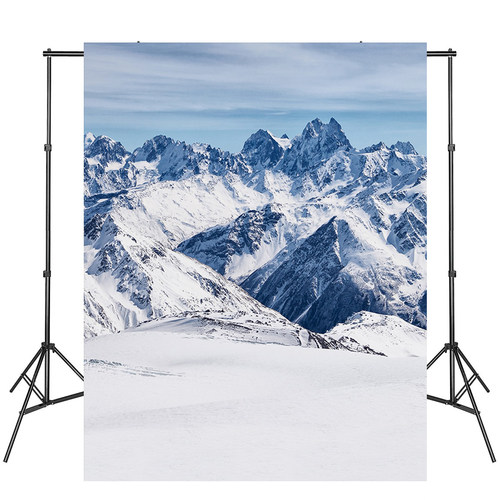 新款雪山雪地摄影背景布影楼写真馆拍照自拍装饰直播数码写真布 - 图0