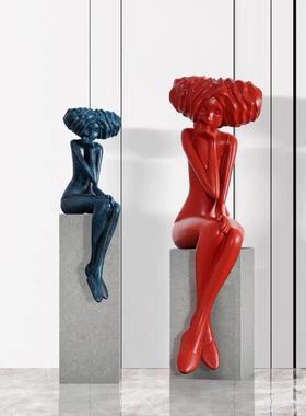 酒店大堂人物雕塑落地摆件售楼处样板间橱窗柜工作室抽象艺术摆件