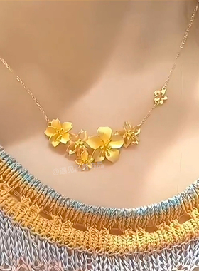金色三生花不掉色防过敏锁骨链