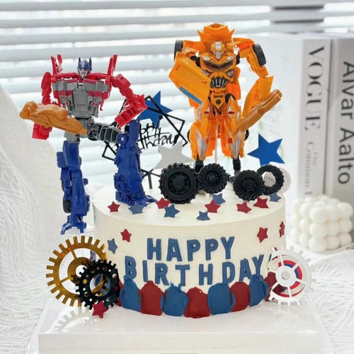 网红变形机器人蛋糕装饰擎天柱摆件齿轮模具儿童男孩生日烘焙装扮 - 图3