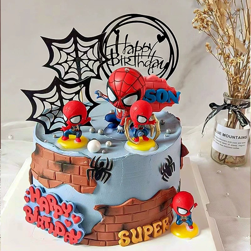 英雄联盟玩偶网红卡通蜘蛛侠蛋糕装饰摆件儿童超级英雄复仇者联盟玩偶配件装饰