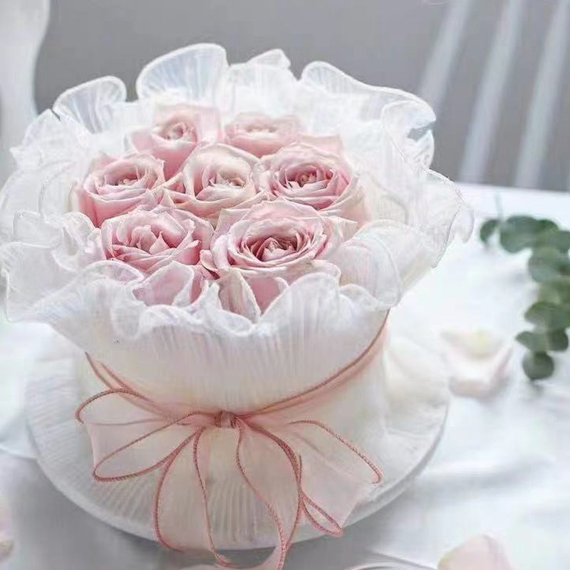 母亲节网红压皱丝带蛋糕围边梦幻网纱女神生日鱼尾纱蛋糕装饰插件