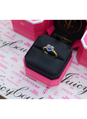 美国juicy蓝色爱心字母笑脸戒指
