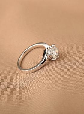 18k铂金950培育钻石人工钻CVD足反钻六爪戒指