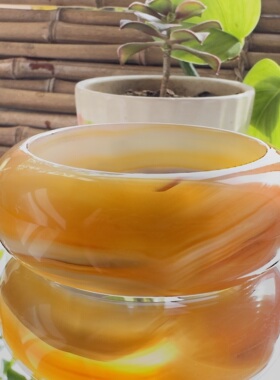 花语玉髓 天然巴西料冰透油润玛瑙手镯腰缠万贯玛瑙手镯61.5mm