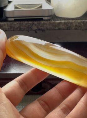 花语玉髓 天然巴西料冰透油润金缠丝腰缠万贯玛瑙手镯彩虹光59.5