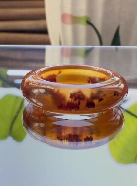 花语玉髓 天然巴西刺景玛瑙戒指18mm