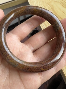 花语玉髓 天然马料高冰油润多彩水草玛瑙圆条手镯圈口61mm