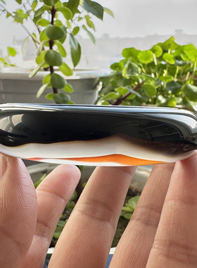 花语玉髓天然巴西老花料黑白红三色玛瑙手镯58圈口