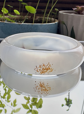 花语玉髓 天然海洋玉髓马料金发丝玛瑙手镯圈口55mm