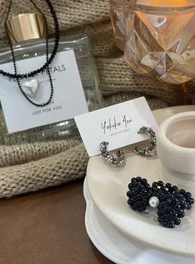 韩国进口新款黑色串珠弹力可爱蝴蝶结减龄食指戒指