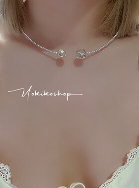 韩国满钻水晶欧美风开口短项链