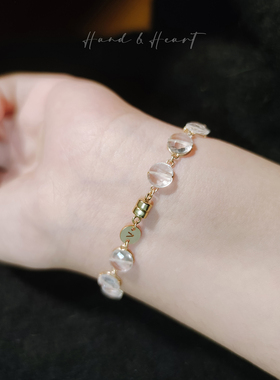 天然白水晶14K包金手链