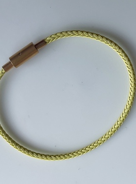 可穿周家大福字母珠黄金转运珠3D硬金防水钢丝绳手绳皮绳手链情侣