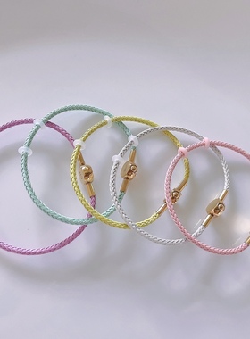 同款经典周福女款进口钛钢扣不锈钢绳多色款手绳AX硬金手绳简约