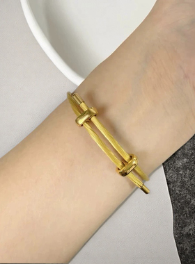 DIY金色扭纽手绳钢绳搭配串珠女AX同款替换皮绳简约礼物多色可选