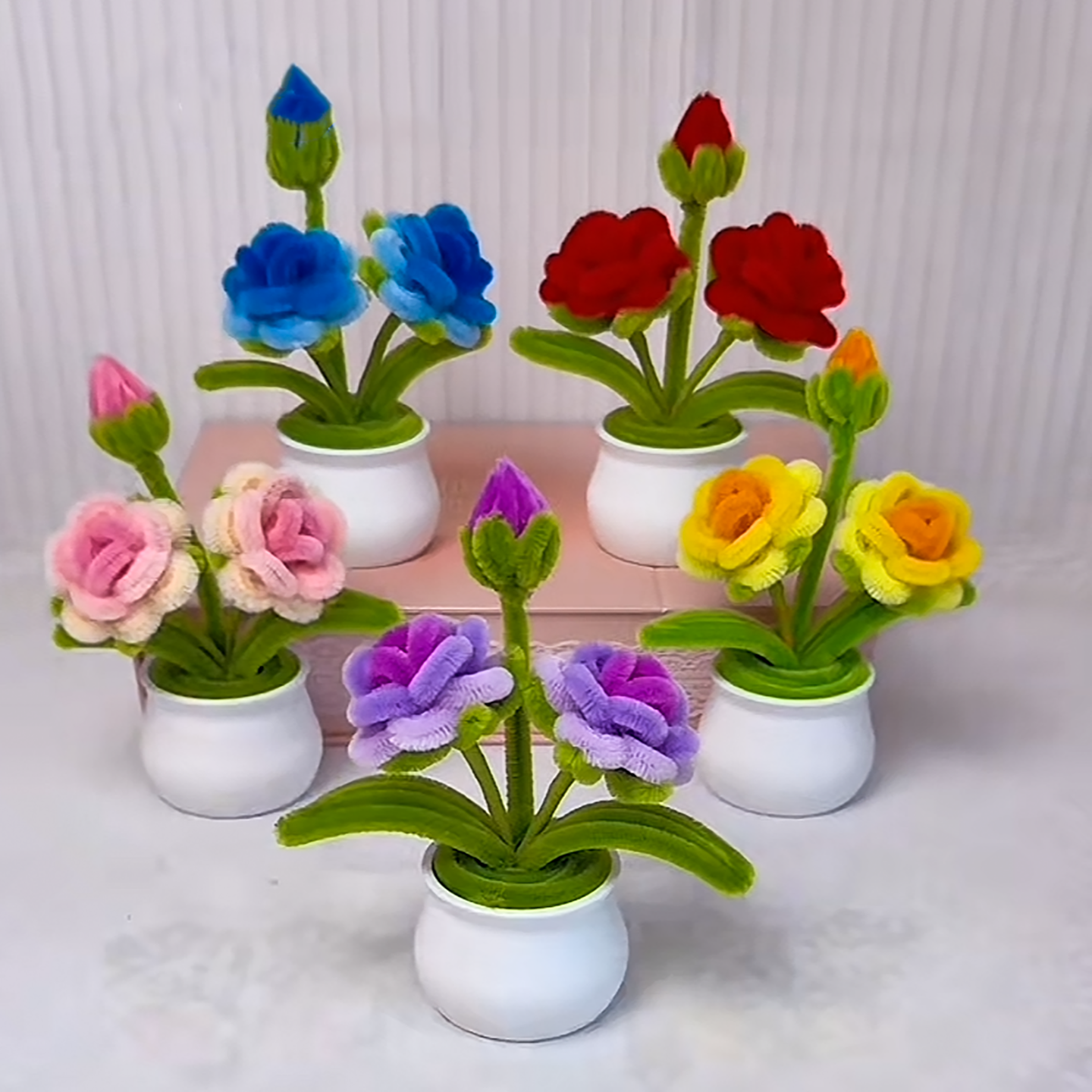 创意多头浪漫玫瑰花小盆栽手工材料包diy扭扭棒创意加密毛条花束,淘宝优惠券,粉丝福利购,淘宝优惠卷