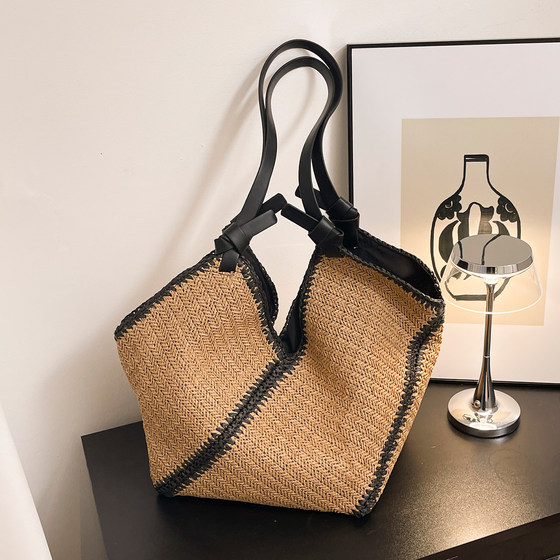 Spring resort style woven large capacity handbag