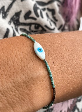 复古编织Miyuki米珠串珠手绳个性民族风恶魔之眼ins风小众手链女