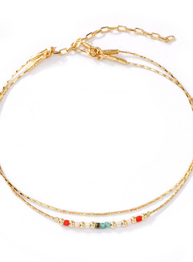 日本进口琉璃米珠手链夏季ins风轻奢高级金色链条百搭简约手链女