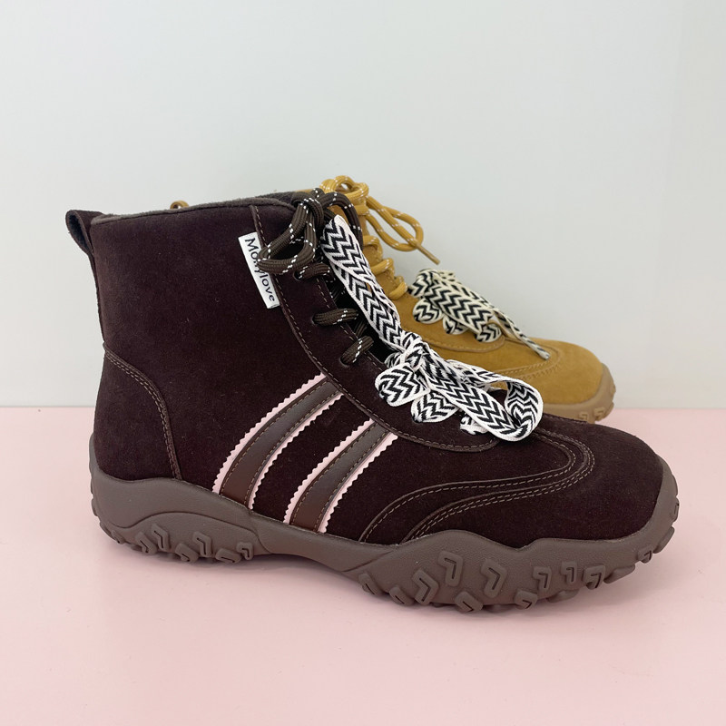 莫丽爱女鞋2025冬季高帮休闲单鞋户外时尚德训鞋女士英伦风短靴,淘宝优惠券,粉丝福利购,淘宝优惠卷